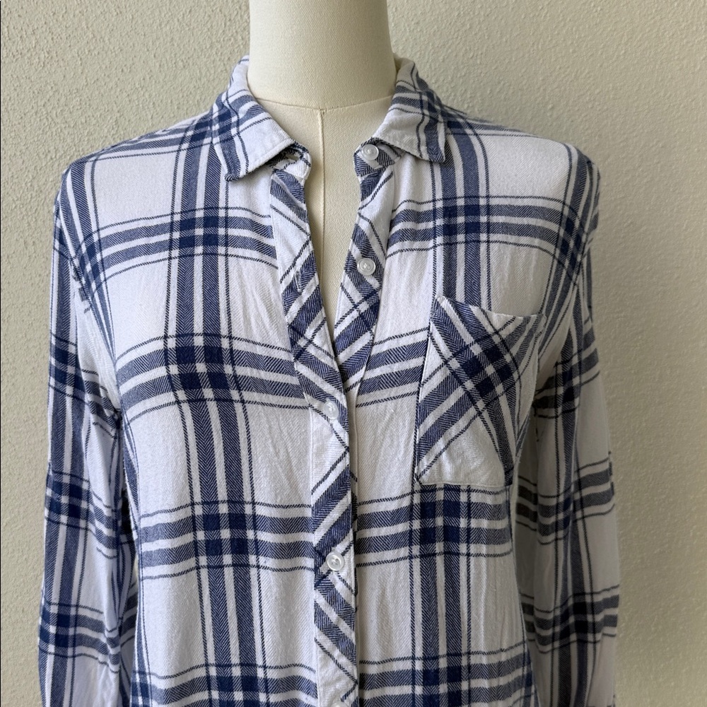 Rails Hunter Plaid button up shirt, White Sapphire women’s, small - Picture 4 of 9